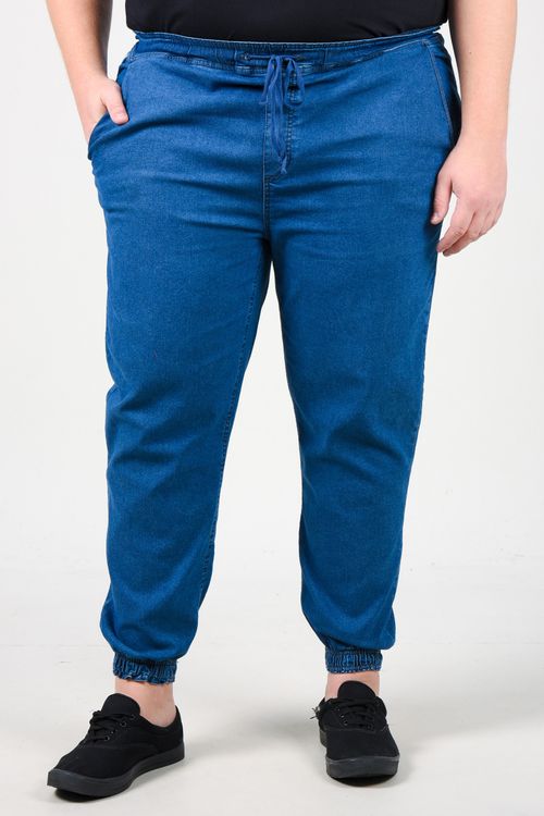 Calça jogger jeans plus size jeans blue