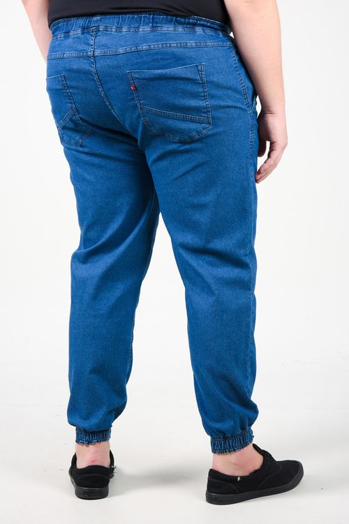 Calça jogger jeans plus size jeans blue