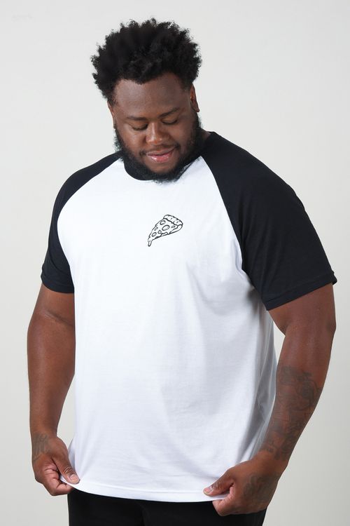Camiseta raglan com estampa plus size branco