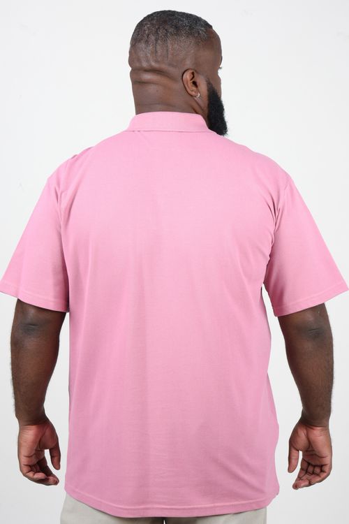 Camisa polo piquet masculina plus size rosa