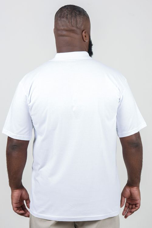 Camisa polo com listras plus size branco