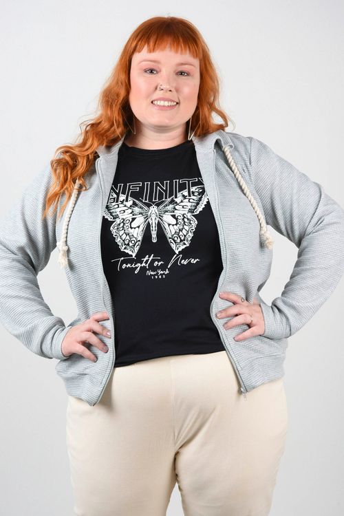 Blusão moletom feminino aberto plus size  cinza