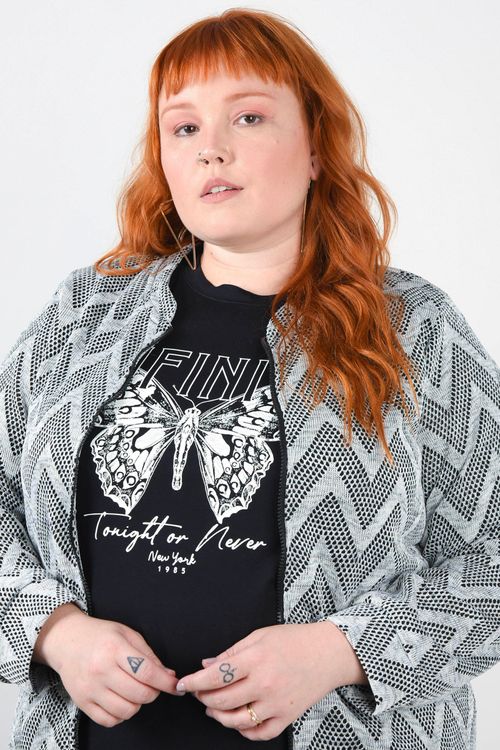 Jaqueta bomber com zíper plus size cinza