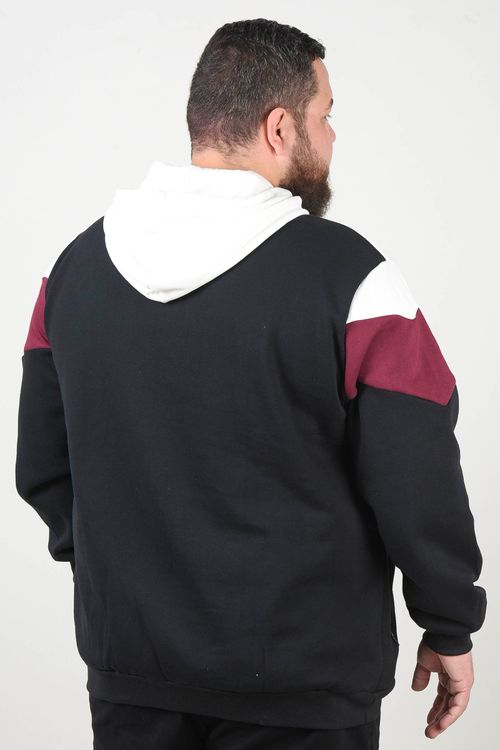 Blusão moletom fechado recortes plus size preto