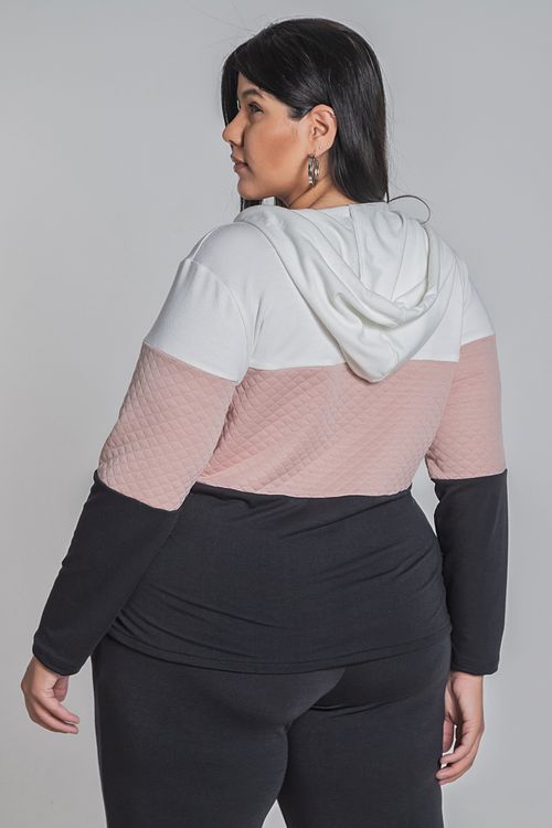 Blusão de moletom capuz plus size preto
