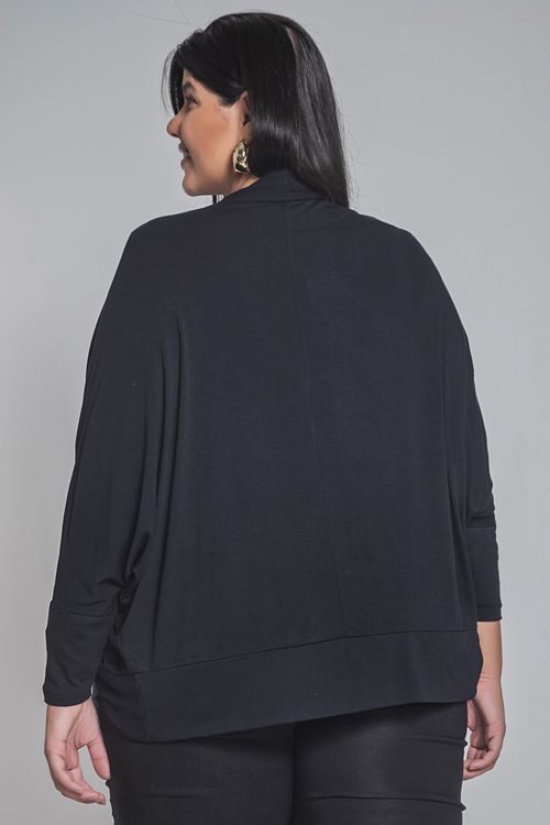 Cardigan arredondado plus size preto