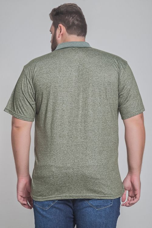 Camisa polo mescla com listras plus size verde