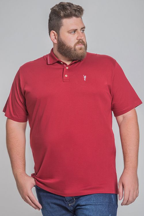 Camisa polo retilínea na vista plus size vermelho