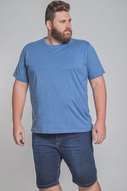 Camiseta careca básica plus size. azul