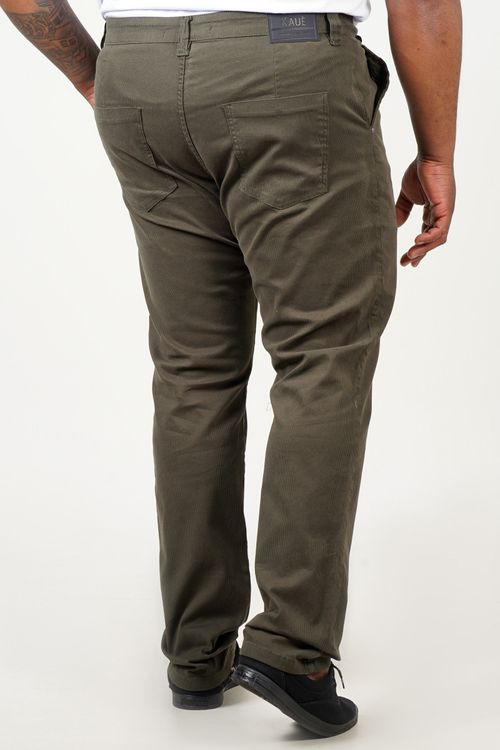Calça sarja cotele plus size verde militar