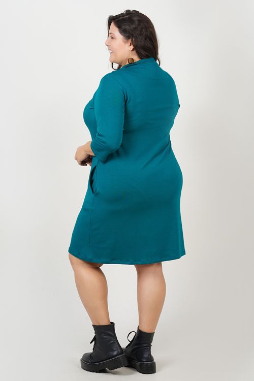 Vestido de moletinho com bolso plus size verde