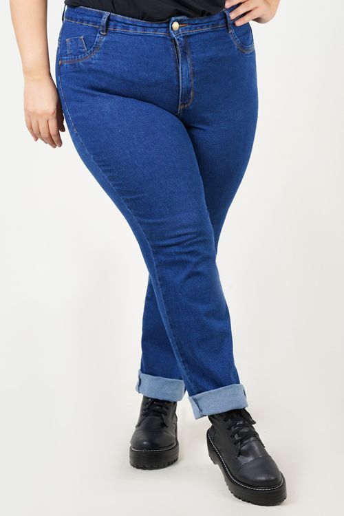 Calça reta blue jeans plus size jeans blue