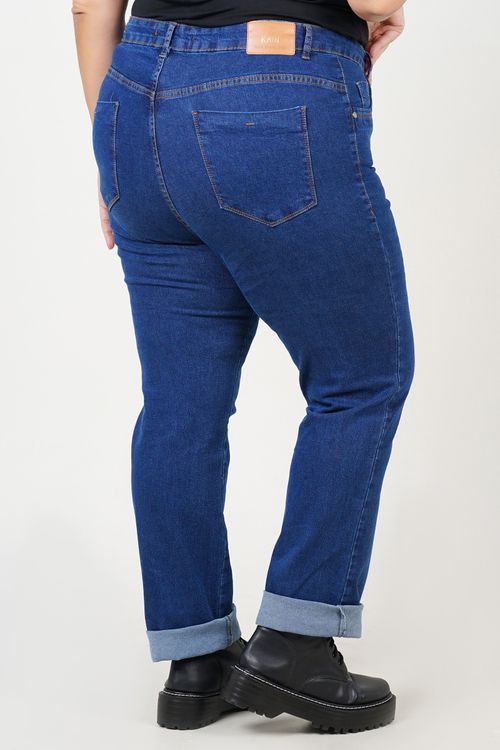 Calça reta blue jeans plus size jeans blue