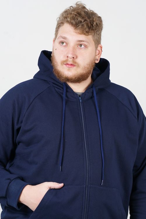 Moletom aberto plus size azul marinho