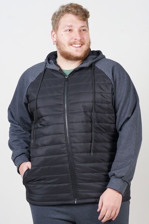 Jaqueta moletom com matelasse plus size preto