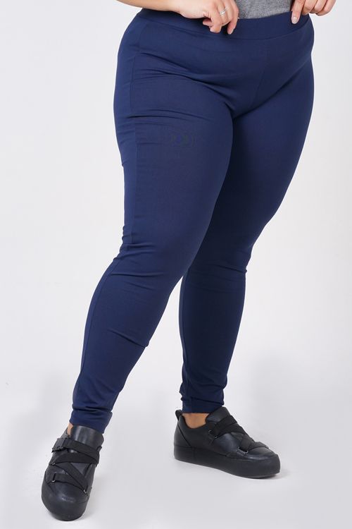 Calça legging fitness básica plus size azul marinho