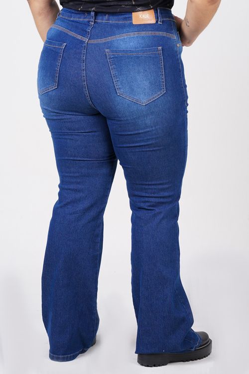Calça flare blue jeans plus size jeans blue