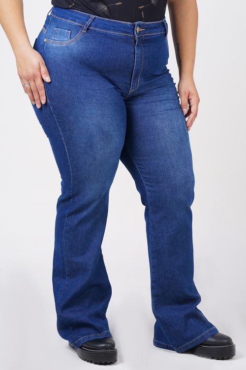 Calça flare blue jeans plus size jeans blue