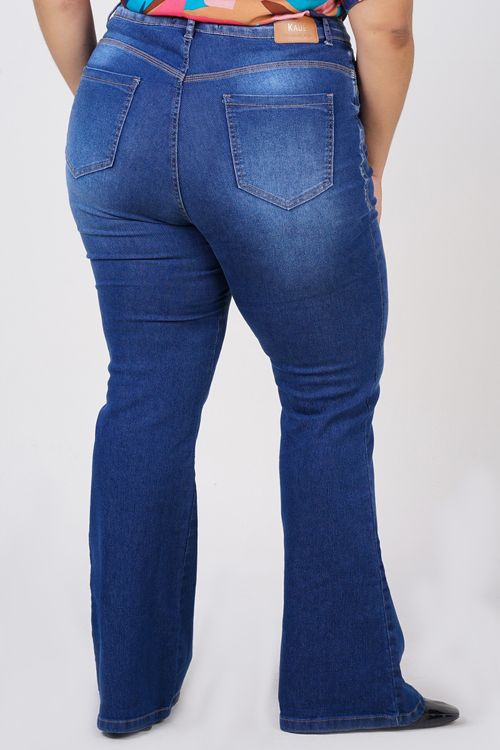 Calça flare blue jeans plus size azul