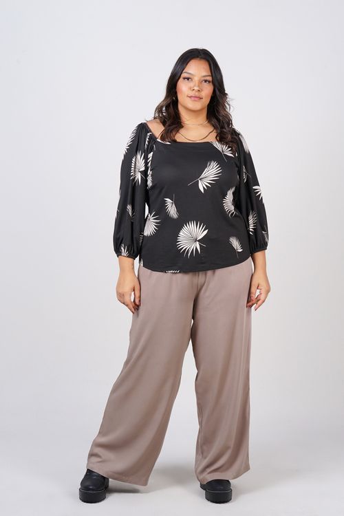 Pantalona de viscose plus size kaki