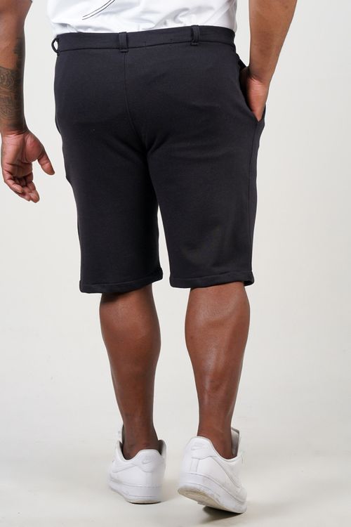 Bermuda de moletom com cós tradicional plus size preto