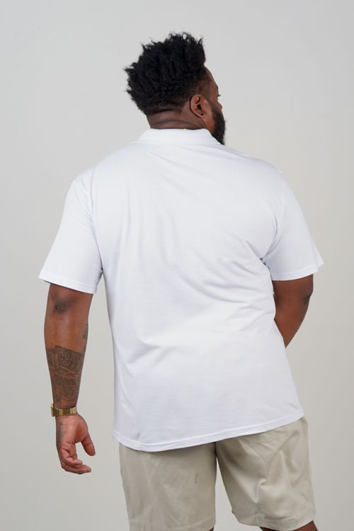 Camisa polo piquet masculina plus size branco