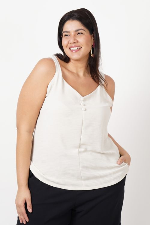 Regata lisa de tecido plano plus size bege