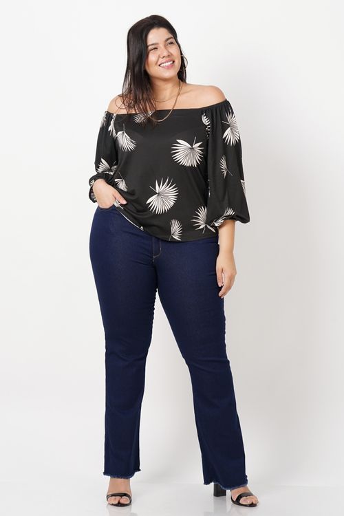 Blusa estampada plus size preto