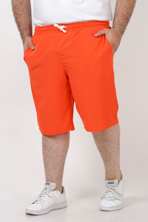 Bermuda lisa de tactel com elastano plus size laranja