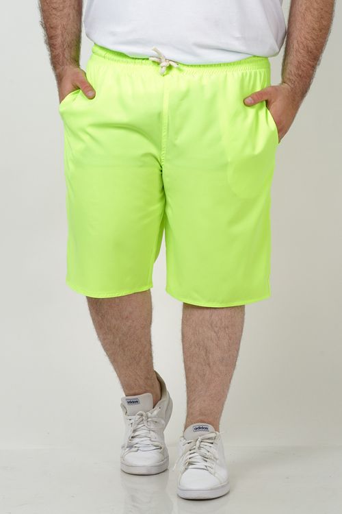 Bermuda lisa de tactel com elastano plus size amarelo