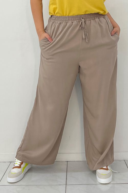Pantalona de viscose plus size kaki