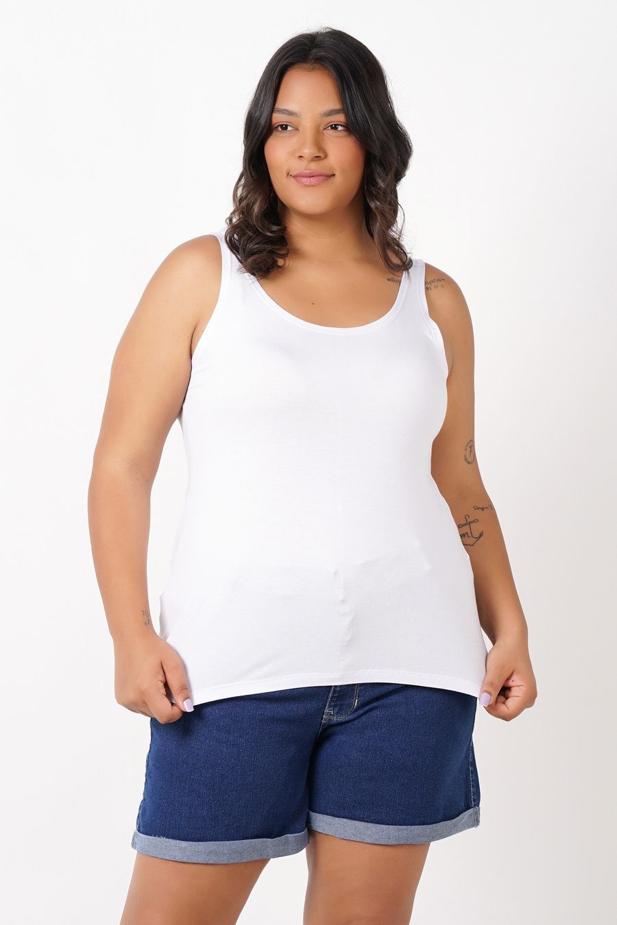 Regata de viscolycra básica plus size branco
