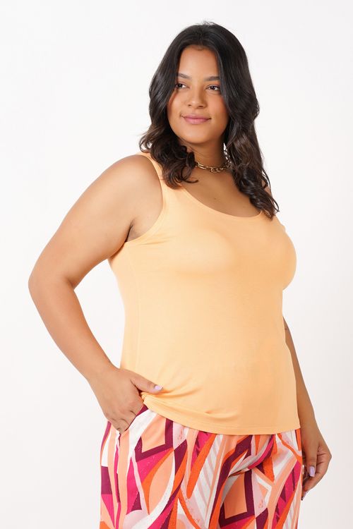 Regata de viscolycra básica plus size laranja claro