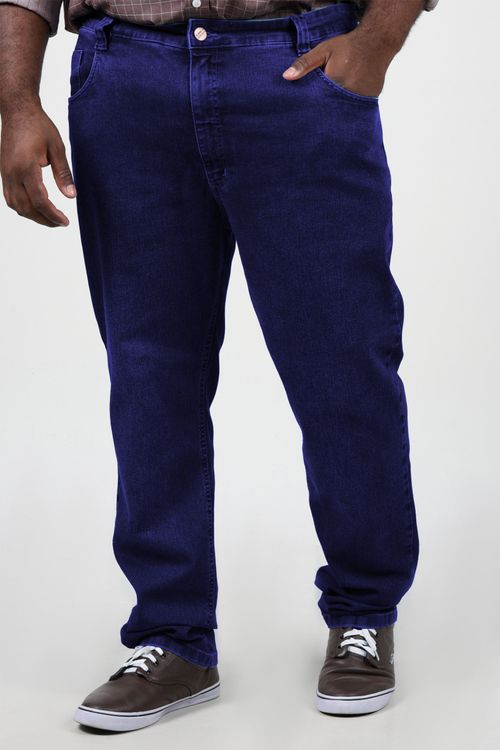 Calça reta jeans blue plus size jeans blue