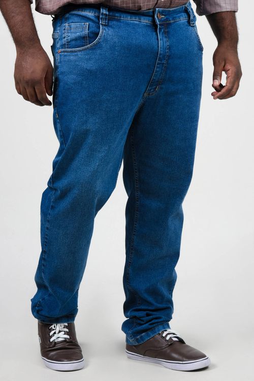 Calça reta jeans blue plus size azul