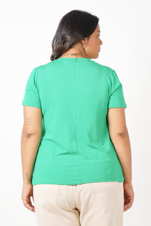 T-shirt decote v cores brasil plus size verde