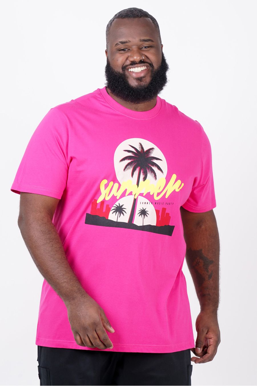 Camiseta com estampa summer plus size pink