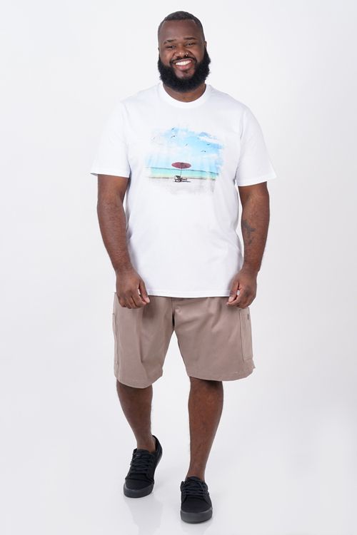 Camiseta com estampa praia plus size branco