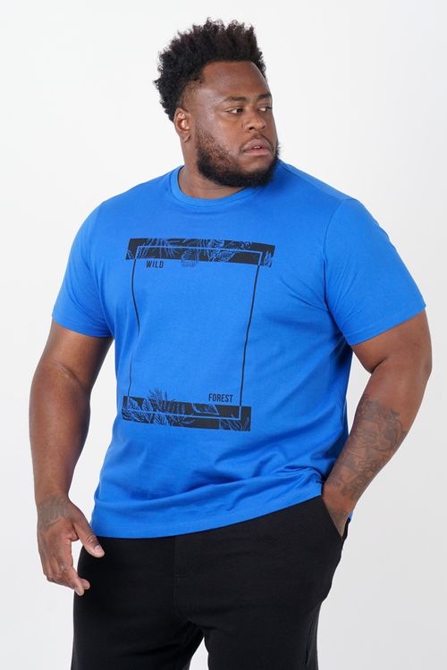 Camiseta com estampa box plus size azul