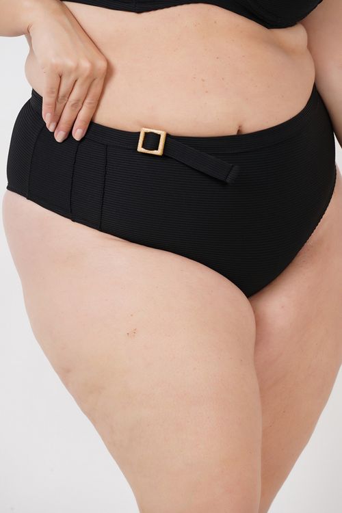 Calcinha biquíni malha texturizada plus size preto