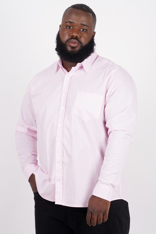 Camisa lisa com bolso plus size rosa