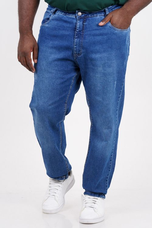 Calça skinny jeans com puídos plus size jeans blue