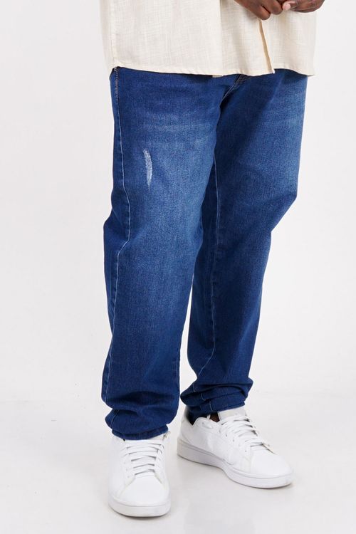 Calça skinny jeans estonada plus size jeans blue