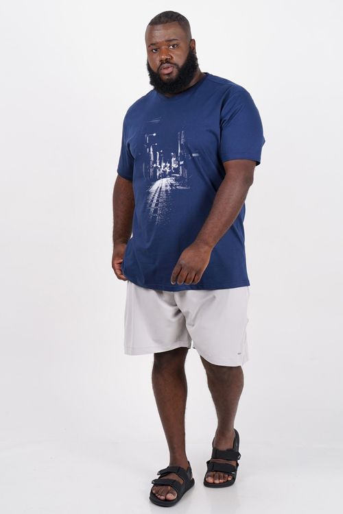 Shorts com estampa e detalhe de pesponto plus size cinza