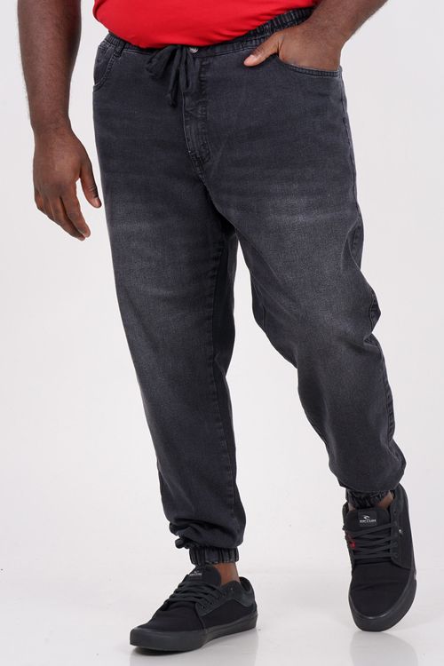 Calça jogger black jeans plus size jeans black