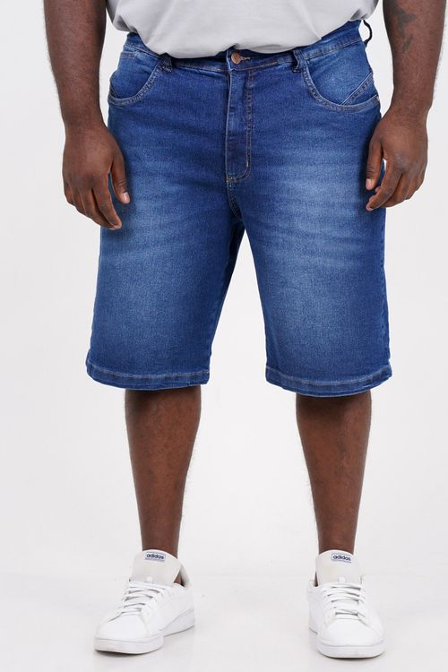 Bermuda jeans com elastano plus size jeans blue