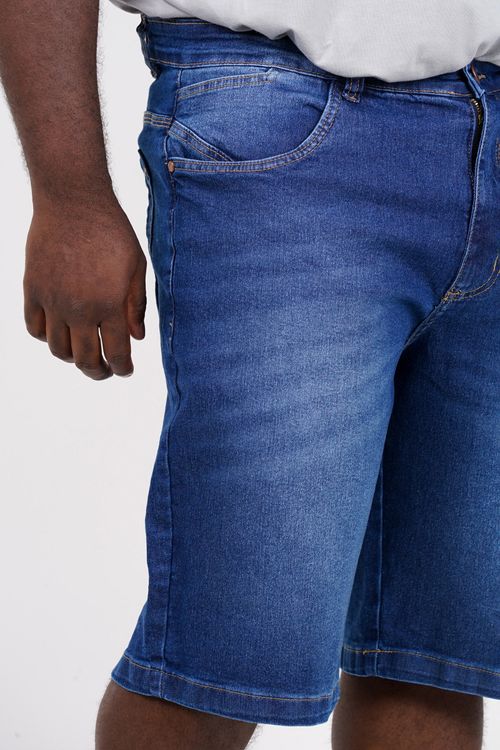 Bermuda jeans com elastano plus size jeans blue
