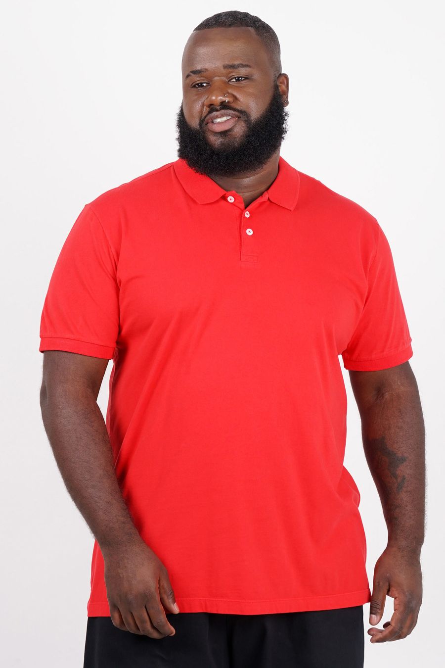 Camisa polo lisa  plus size vermelho