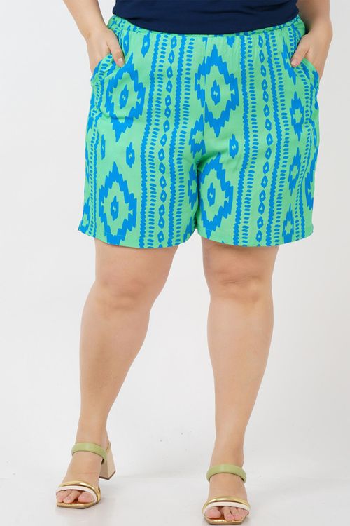 Short de viscose estampada plus size verde