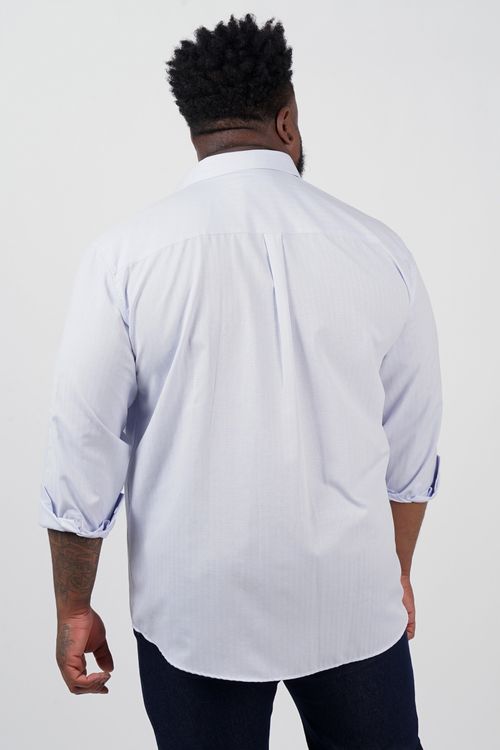 Camisa manga longa tricoline lia maquinetada plus size lilas